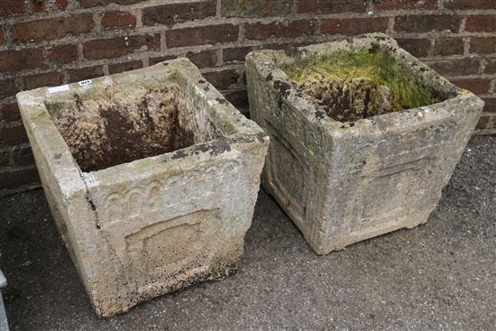 Pair stone garden planters